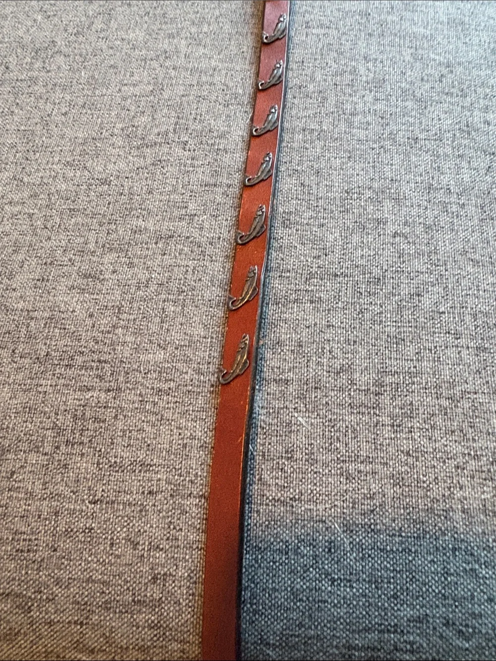 Hatband pewter trout on brown Leather. NWOT